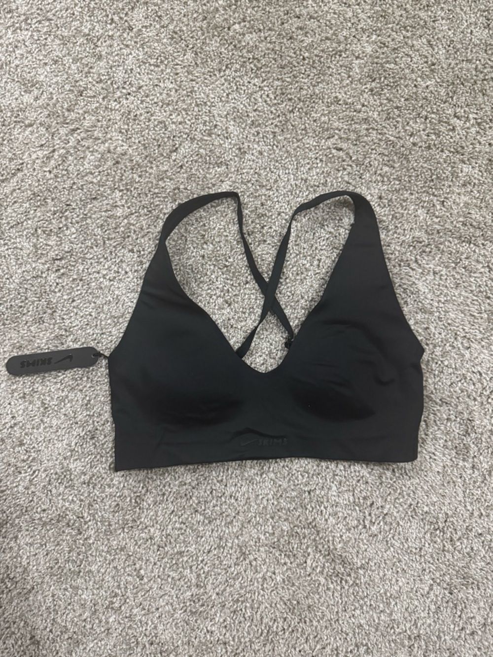 SKIMS Black Seamless Cross-Back Bralette